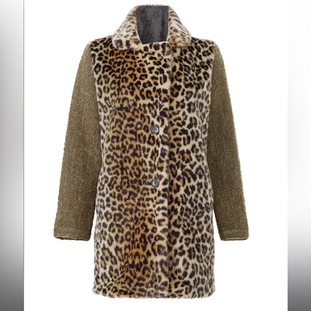 Scotch and Soda Faux Fur Leopard Coat